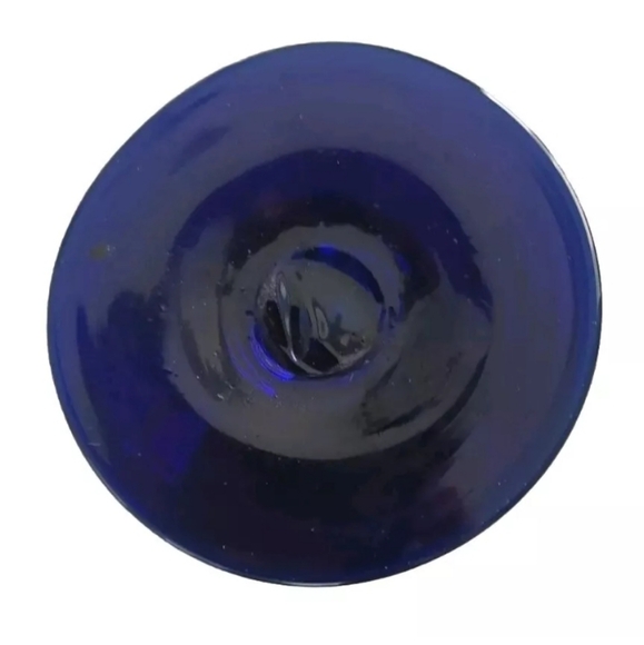 Mexican Bird Blue Hand Painted Cocktail Glass Cobalt Blue Bottom & Rim - Picture 4 of 4